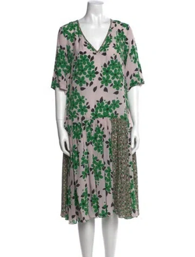 Pre-owned Suno Floral Print Midi Length Dress In Neutral