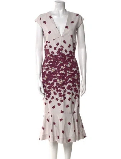 Pre-owned Suno Floral Print Midi Length Dress In Purple