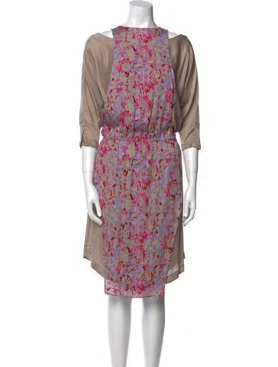 Pre-owned Suno Floral Print Midi Length Dress In Purple