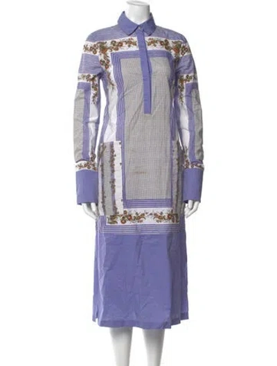 Pre-owned Suno Floral Print Midi Length Dress In Purple