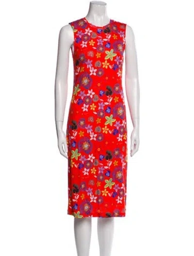Pre-owned Suno Floral Print Midi Length Dress In Red