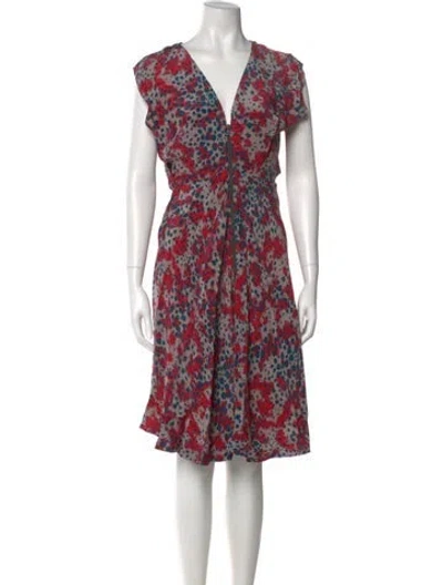 Pre-owned Suno Floral Print Midi Length Dress In Red