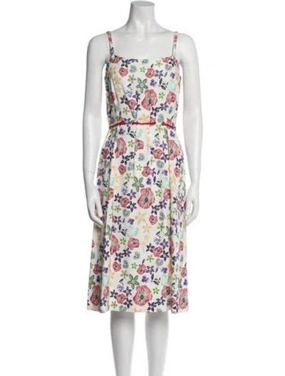 Pre-owned Suno Floral Print Midi Length Dress In White