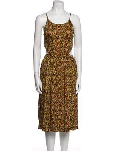 Pre-owned Suno Floral Print Midi Length Dress In Yellow