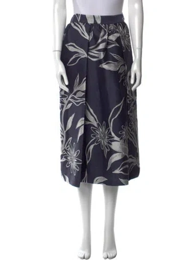 Pre-owned Suno Floral Print Midi Length Skirt In Blue