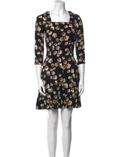 Pre-owned Suno Floral Print Mini Dress In Black