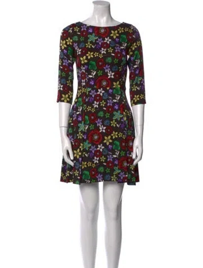 Pre-owned Suno Floral Print Mini Dress In Black