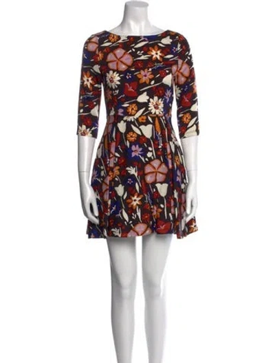 Pre-owned Suno Floral Print Mini Dress In Black