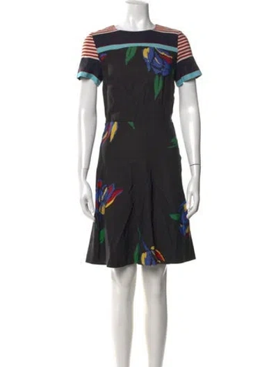 Pre-owned Suno Floral Print Mini Dress In Black