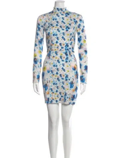 Pre-owned Suno Floral Print Mini Dress In Blue
