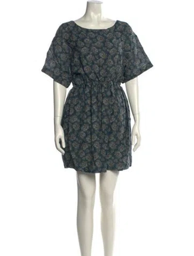 Pre-owned Suno Floral Print Mini Dress In Blue