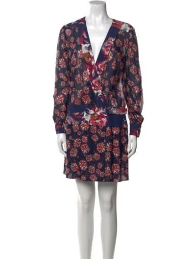 Pre-owned Suno Floral Print Mini Dress In Blue