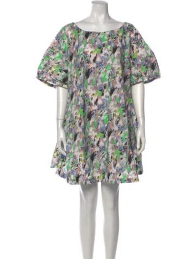 Pre-owned Suno Floral Print Mini Dress In Gold