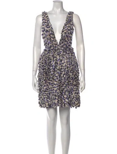 Pre-owned Suno Floral Print Mini Dress In Gray