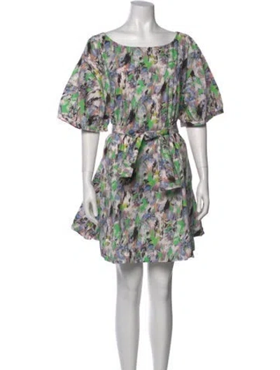 Pre-owned Suno Floral Print Mini Dress In Green