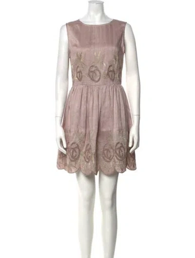 Pre-owned Suno Floral Print Mini Dress In Metallic/pink