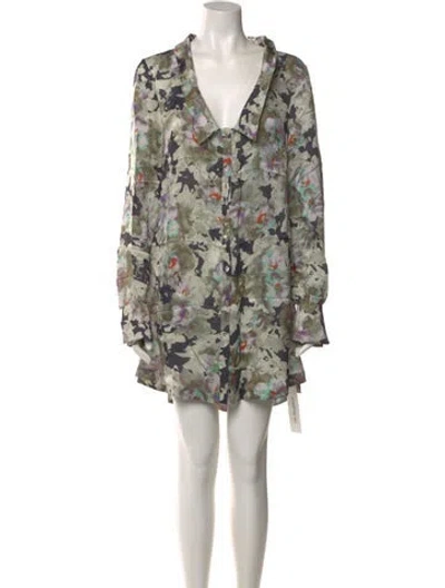 Pre-owned Suno Floral Print Mini Dress In Neutral