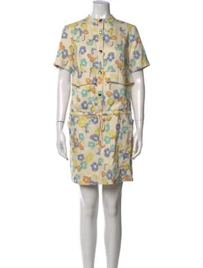 Pre-owned Suno Floral Print Mini Dress In Neutral