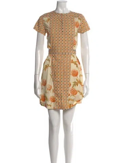 Pre-owned Suno Floral Print Mini Dress In Neutral