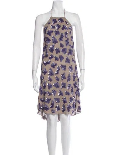 Pre-owned Suno Floral Print Mini Dress In Purple