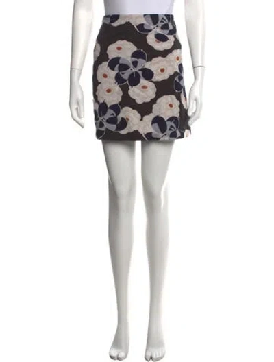 Pre-owned Suno Floral Print Mini Skirt In Black