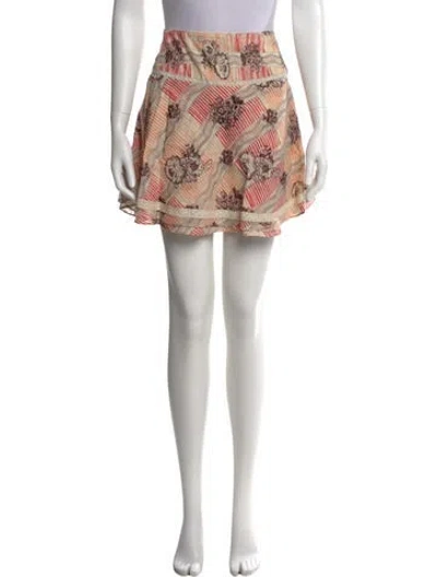 Pre-owned Suno Floral Print Mini Skirt In Brown