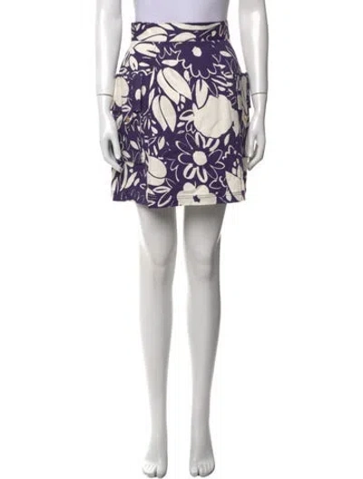 Pre-owned Suno Floral Print Mini Skirt In Brown