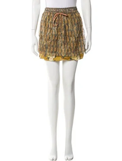 Pre-owned Suno Floral Print Mini Skirt In Gold