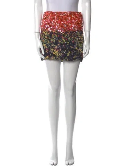 Pre-owned Suno Floral Print Mini Skirt In Orange
