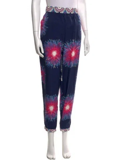 Pre-owned Suno Floral Print Skinny Leg Pants In Blue