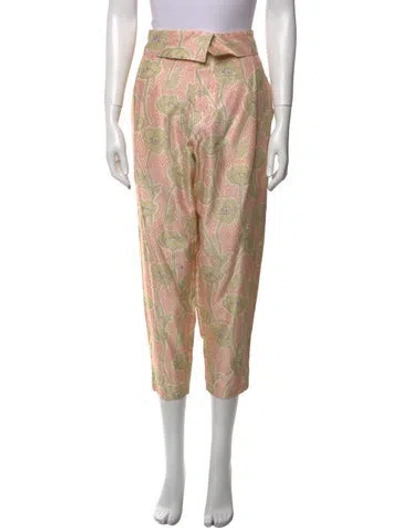 Pre-owned Suno Floral Print Skinny Leg Pants In Neutral