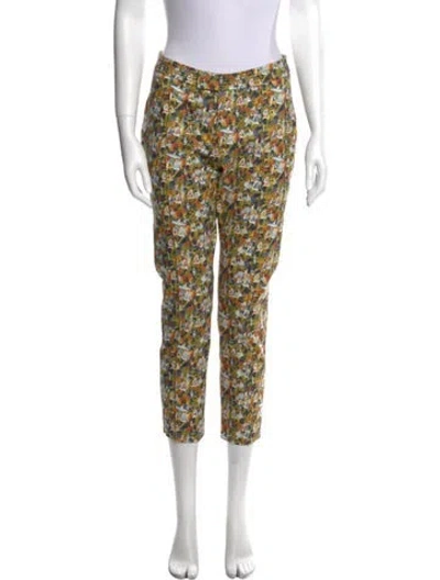 Pre-owned Suno Floral Print Skinny Leg Pants In Neutral