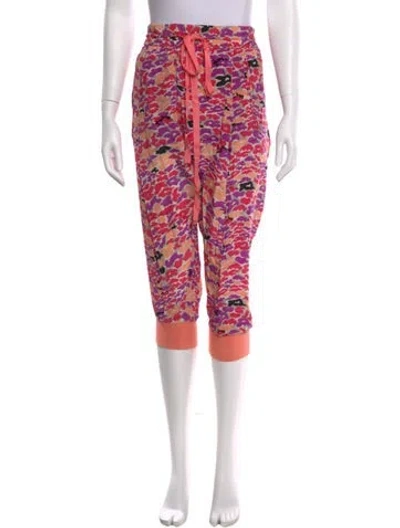 Pre-owned Suno Floral Print Skinny Leg Pants In Pink