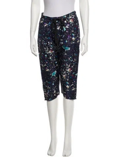 Pre-owned Suno Floral Print Straight Leg Pants In Blue