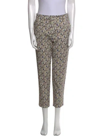 Pre-owned Suno Floral Print Straight Leg Pants In Neutral