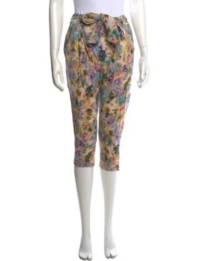 Pre-owned Suno Floral Print Straight Leg Pants In Neutral