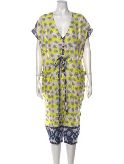 Pre-owned Suno Floral Print V-neck Romper In Multi