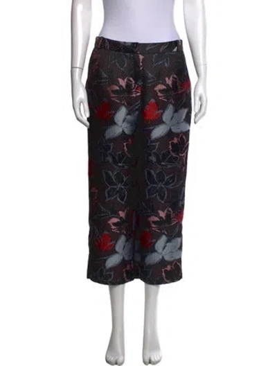 Pre-owned Suno Floral Print Wide Leg Pants In Black