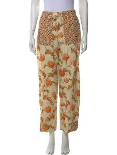 Pre-owned Suno Floral Print Wide Leg Pants In Multi