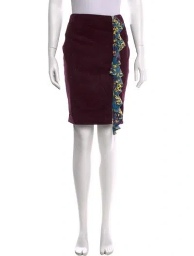 Pre-owned Suno Graphic Print Knee-length Skirt In Burgundy