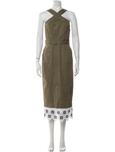 Pre-owned Suno Halterneck Knee-length Dress In Green