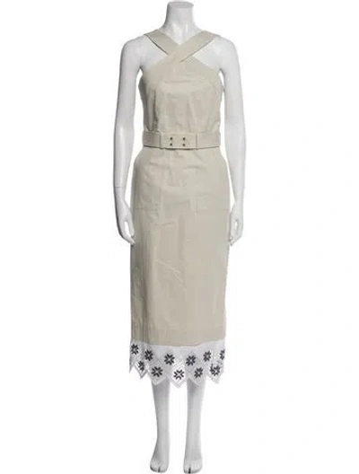 Pre-owned Suno Halterneck Long Dress In Neutral