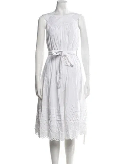 Pre-owned Suno Lace Pattern Midi Length Dress In White