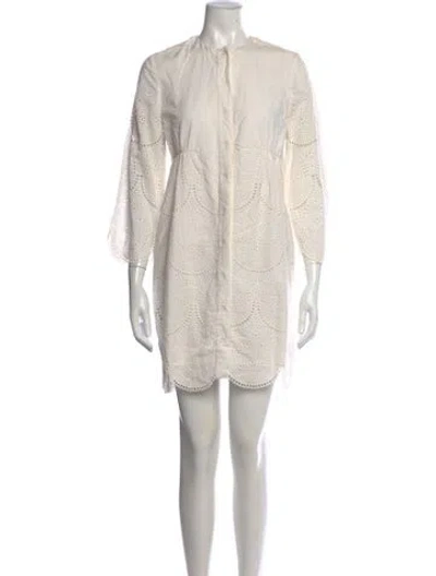 Pre-owned Suno Lace Pattern Mini Dress In Neutrals
