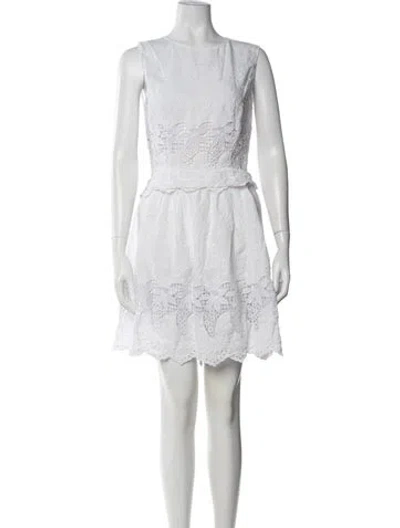Pre-owned Suno Lace Pattern Mini Dress In White