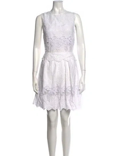 Pre-owned Suno Lace Pattern Mini Dress In White