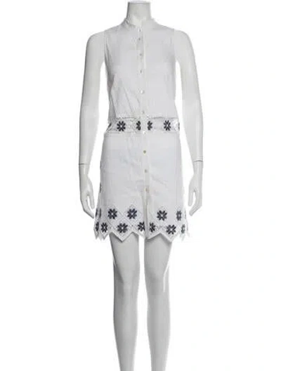 Pre-owned Suno Lace Pattern Mini Dress In White