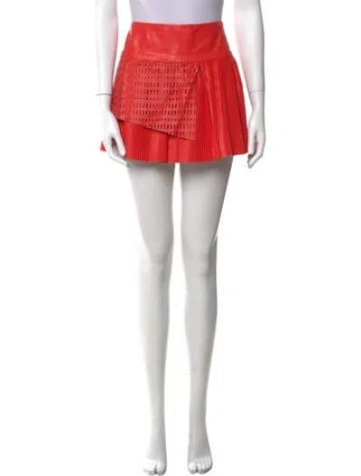 Pre-owned Suno Lasercut Accents Mini Skirt In Red