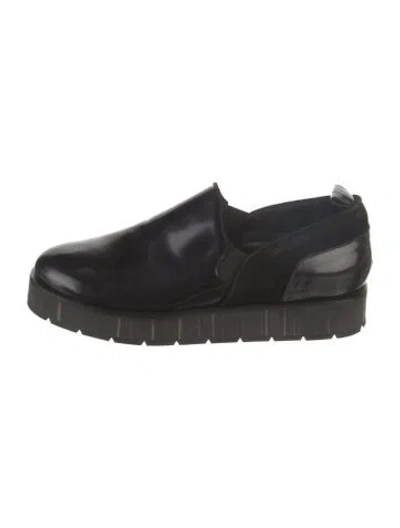Pre-owned Suno Leather Flats In Black
