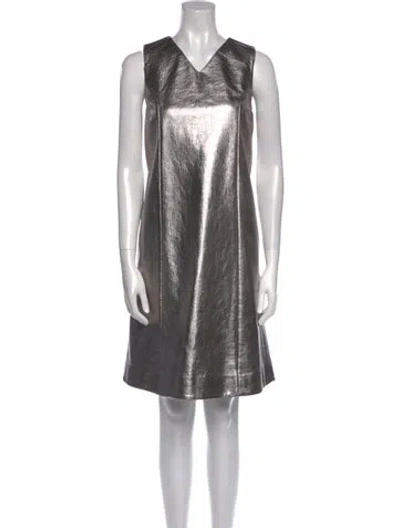 Pre-owned Suno Leather Knee-length Dress In Gray